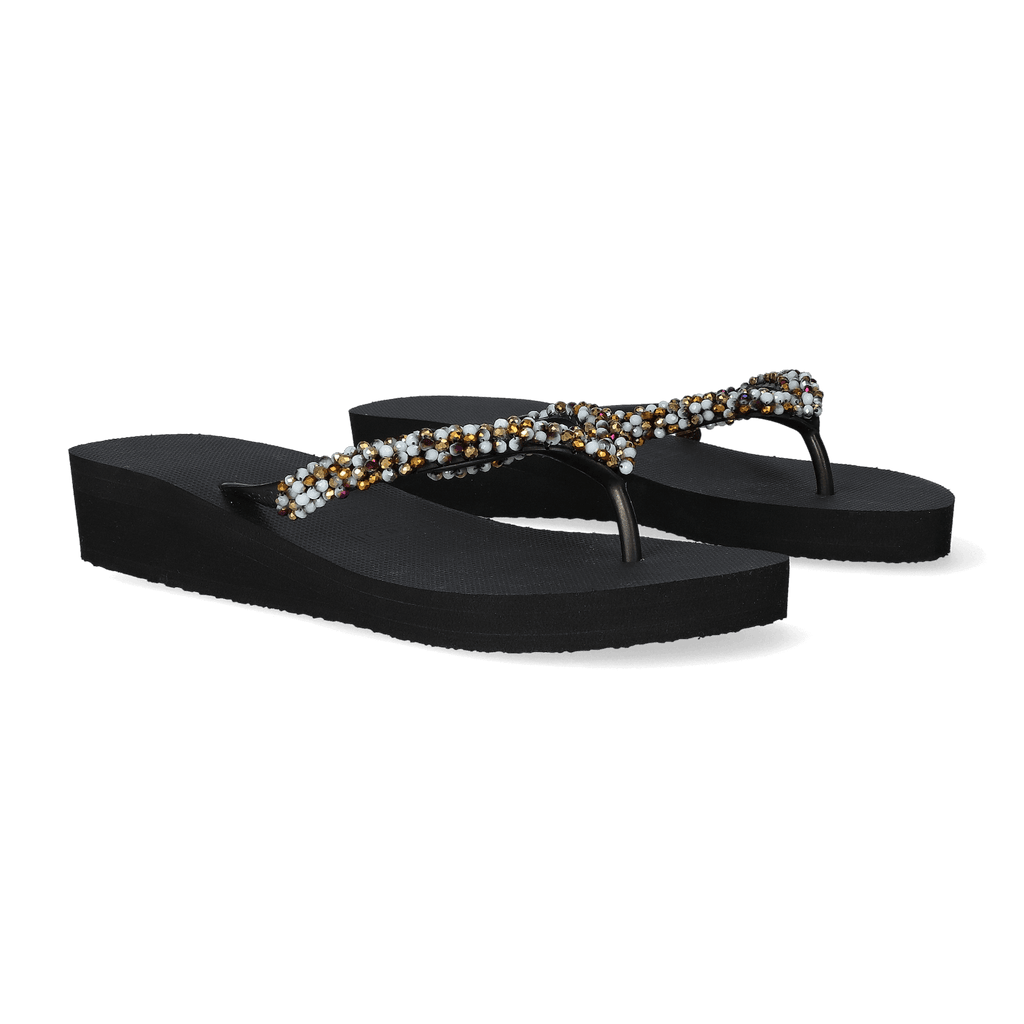 Classic Aby Gold Mid Heel Dames Slippers Black