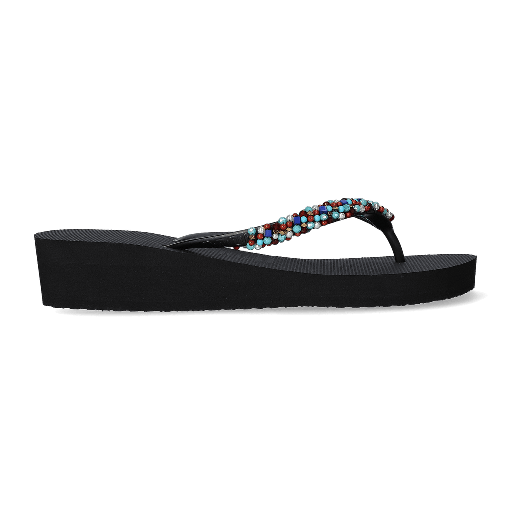 Classic Aby Blue Mid Heel Dames Slippers Black