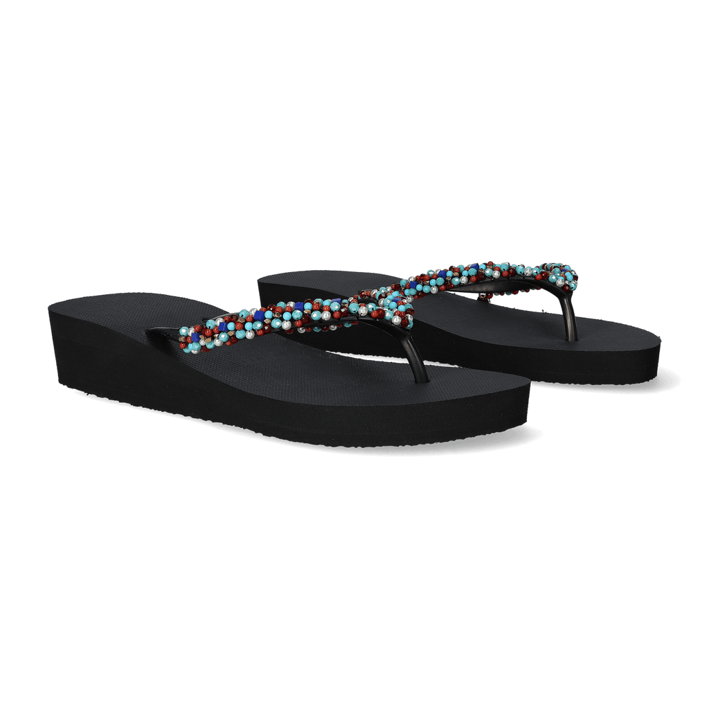Classic Aby Blue Mid Heel Dames Slippers Black