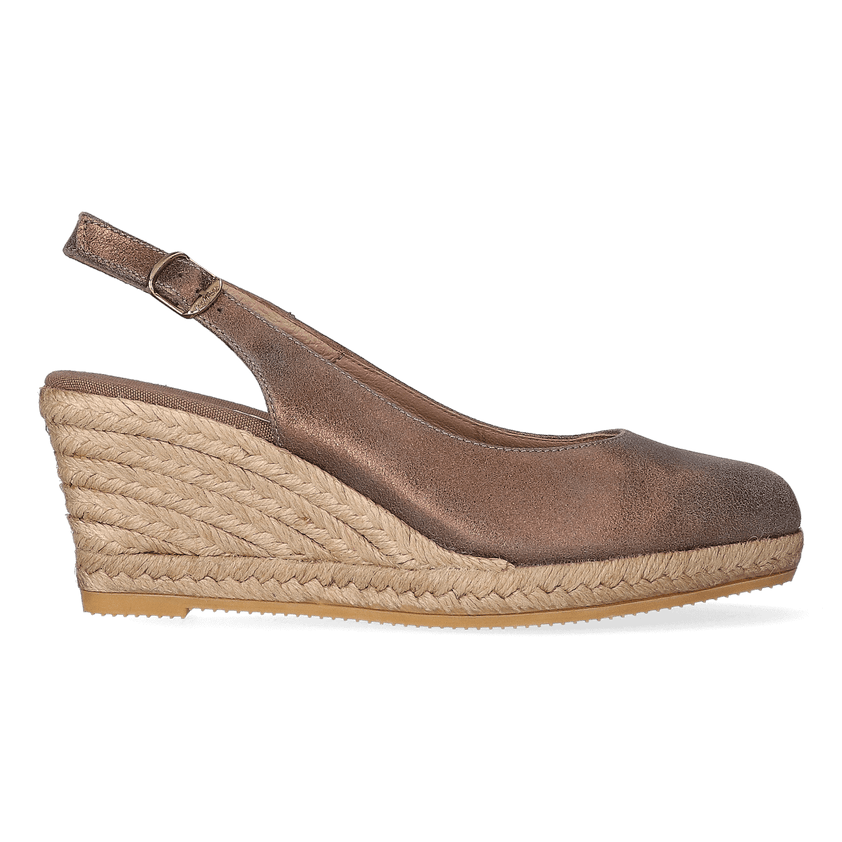 Berna-5 Dames Espadrilles Taupe Metal