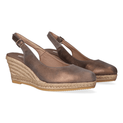 Berna-5 Dames Espadrilles Taupe Metal