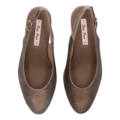 Berna-5 Dames Espadrilles Taupe Metal