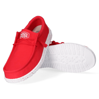 Wally Slub Canvas Heren Instappers Red