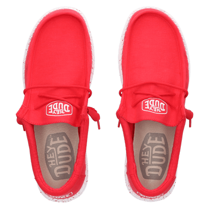 Wally Slub Canvas Heren Instappers Red