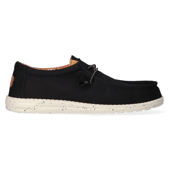 Wally Washed Canvas Heren Instapper Black