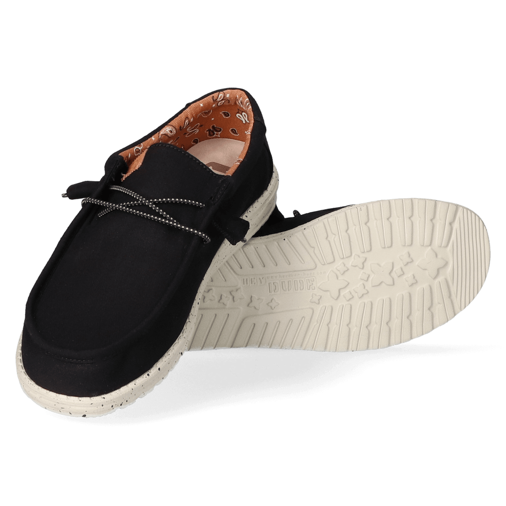 Wally Washed Canvas Heren Instapper Black