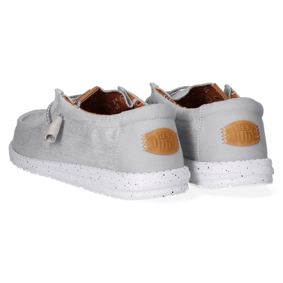 Wally Washed Canvas Heren Instapper Light Grey