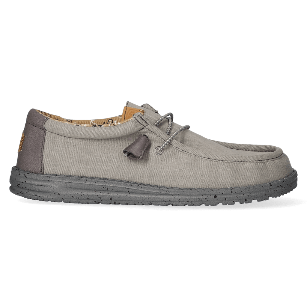 Wally Washed Canvas Heren Instapper Charcoal