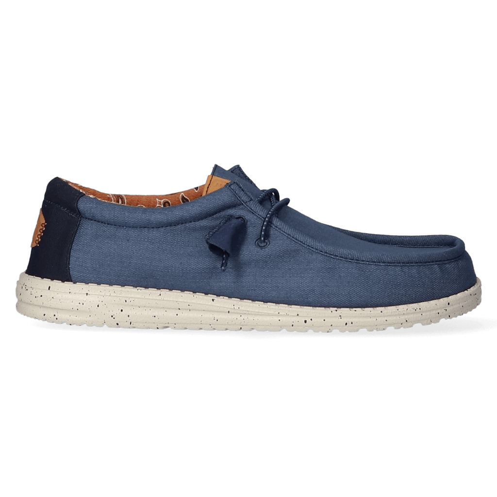 Wally Washed Canvas Heren Instapper Navy