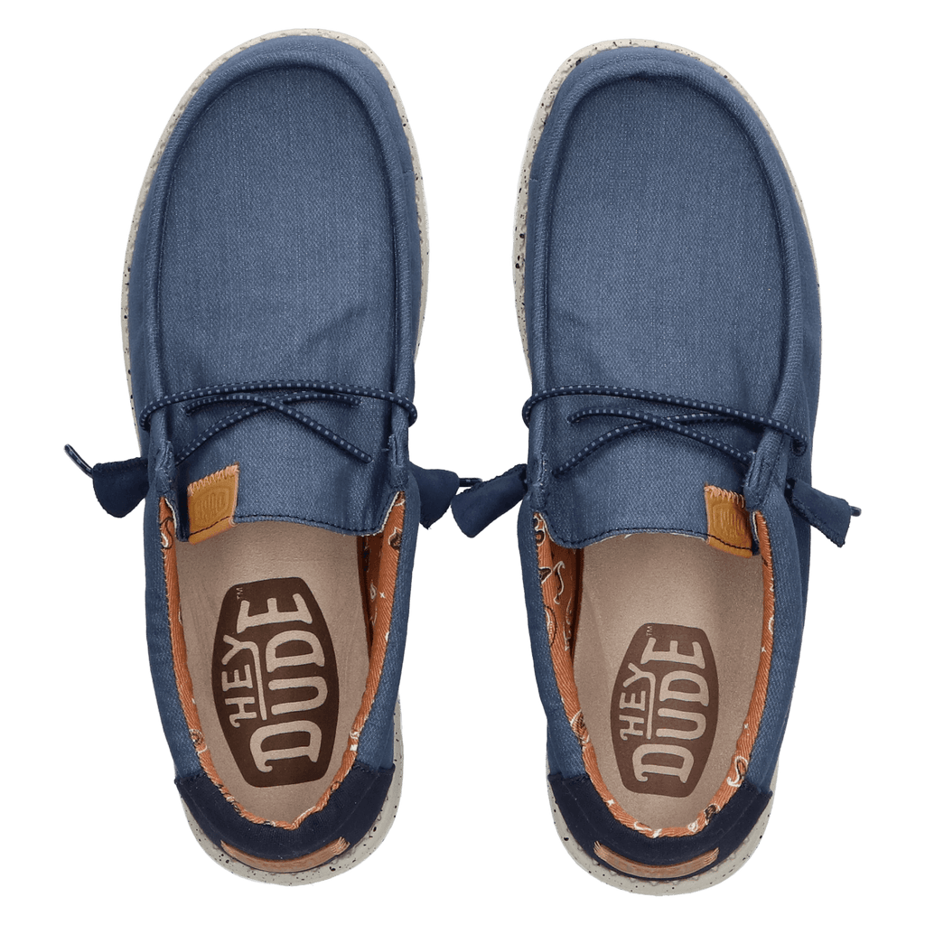 Wally Washed Canvas Heren Instapper Navy