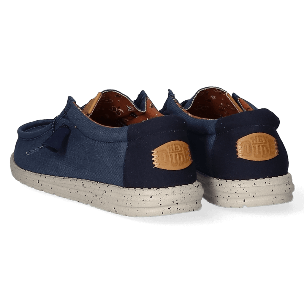 Wally Washed Canvas Heren Instapper Navy