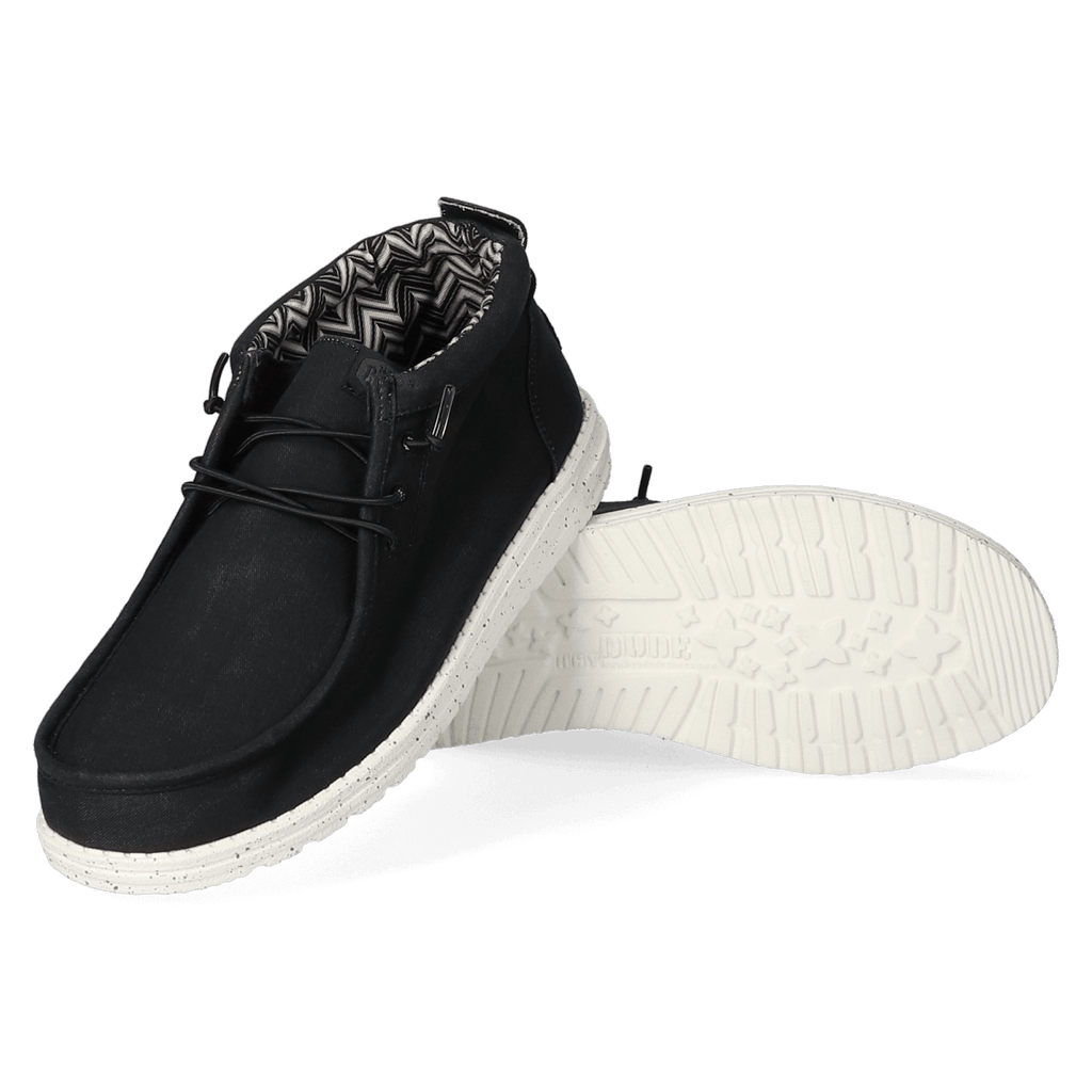 Wally Mid Canvas Heren Instappers Black/White