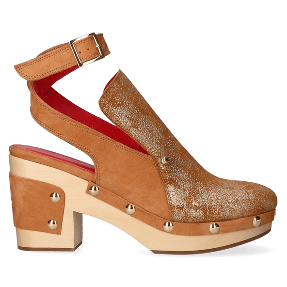 Woodchopper Dames Clogs Metallic Cognac