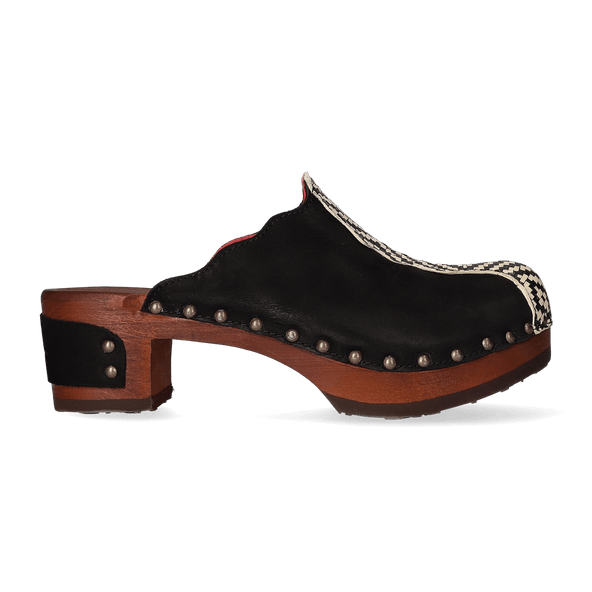 Wannabe Wood Dames Clogs Nero