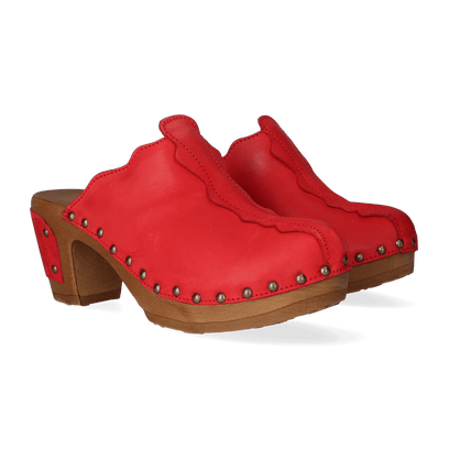 Knock On Wood Dames Clogs Red