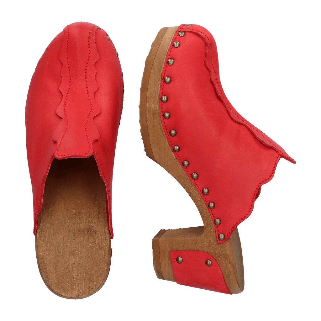 Knock On Wood Dames Clogs Red