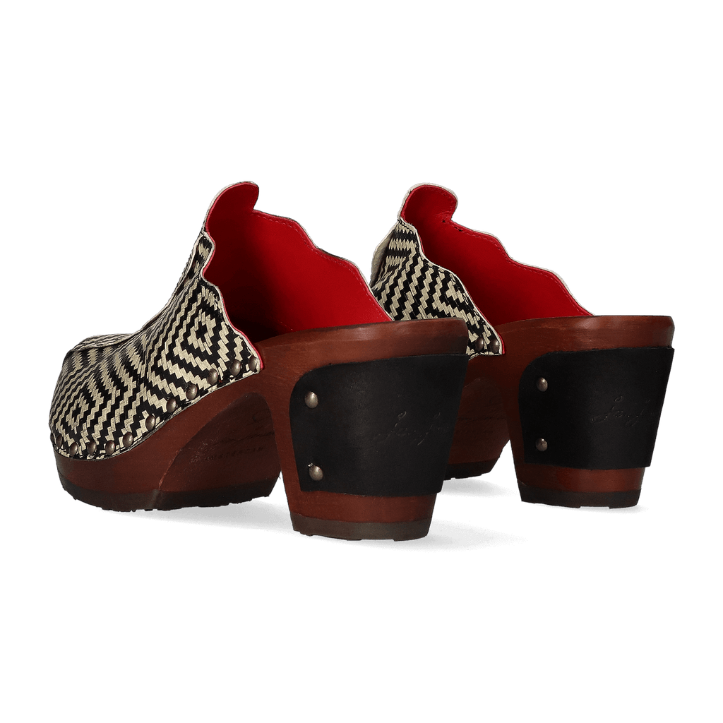 Knock On Wood Dames Clogs Black/Offwhite