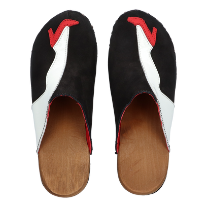 Walk On Wood Dames Clogs Nero Blanco