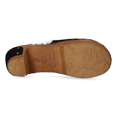 Walk On Wood Dames Clogs Nero Blanco