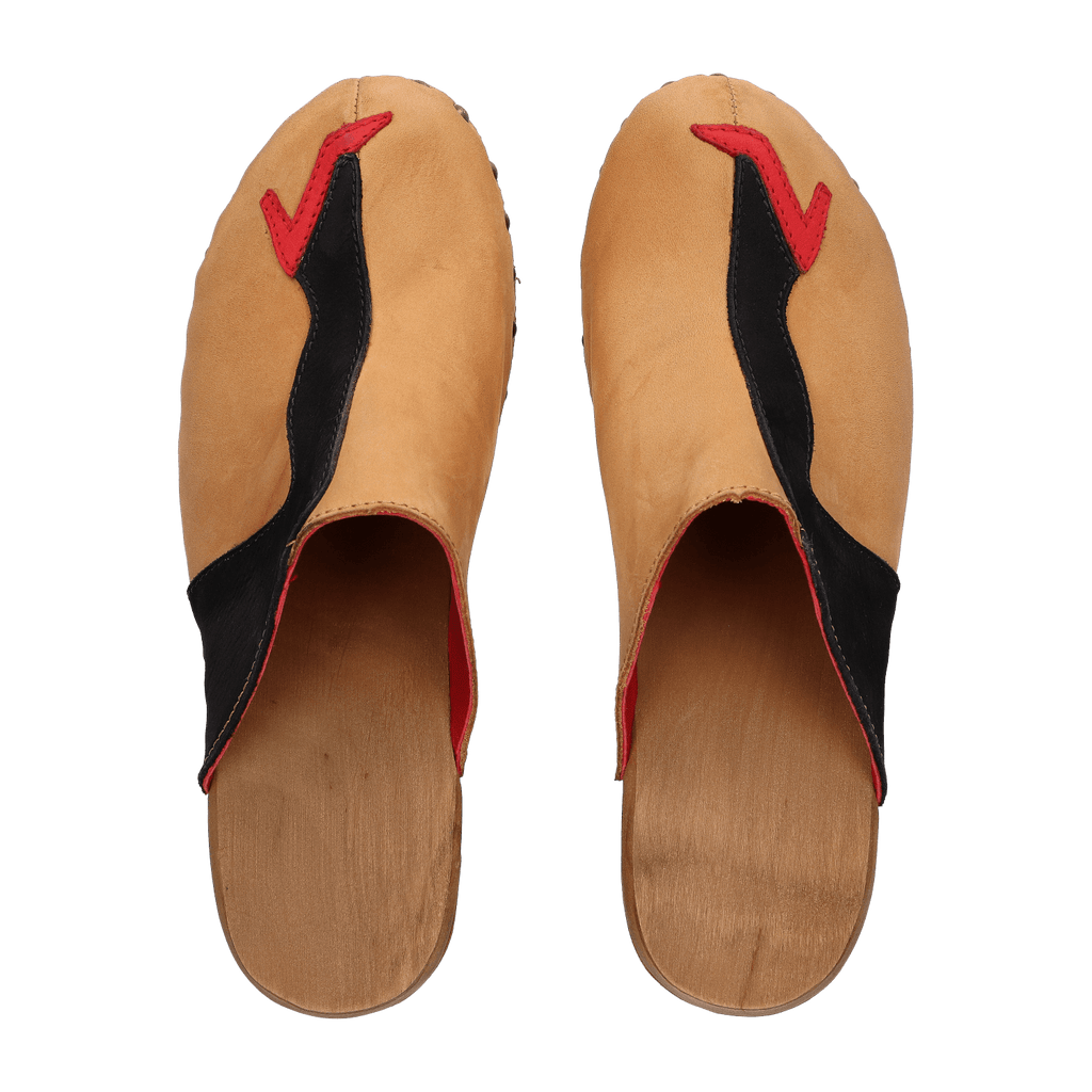 Walk On Wood Dames Clogs Cuoio Nero