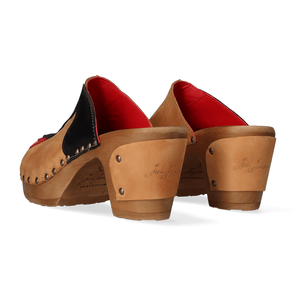 Walk On Wood Dames Clogs Cuoio Nero