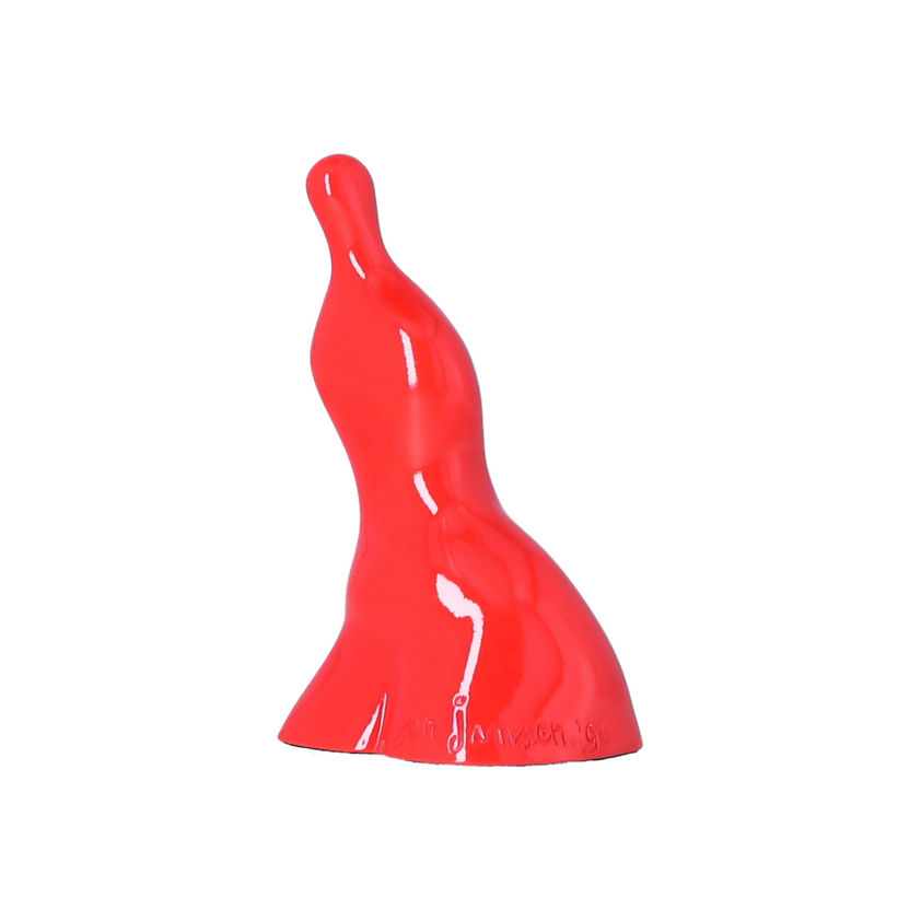 Vrouw In Balans Beeldje Rood