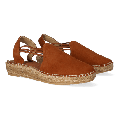 Nuria Suede Dames Espadrilles Cognac