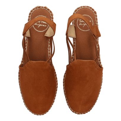 Nuria Suede Dames Espadrilles Cognac