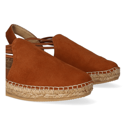 Nuria Suede Dames Espadrilles Cognac