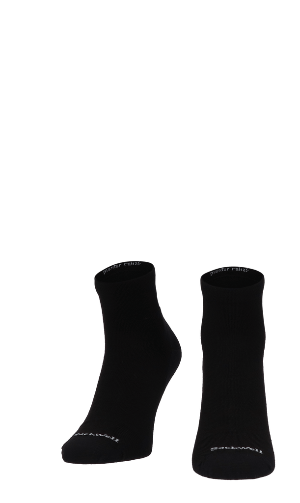 Plantar Ease Quarter Heren Hielspoor Sokken Klasse 2 Black Solid