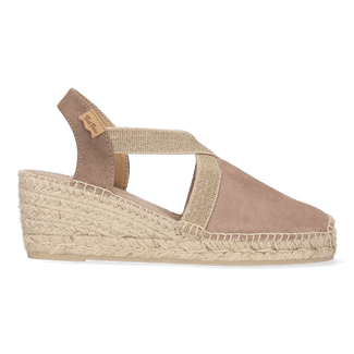 Tona Suede Dames Espadrilles Taupe