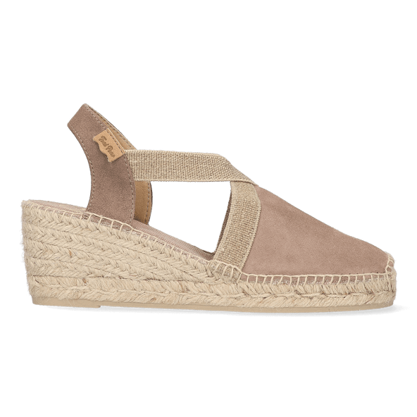 Tona Suede Dames Espadrilles Taupe
