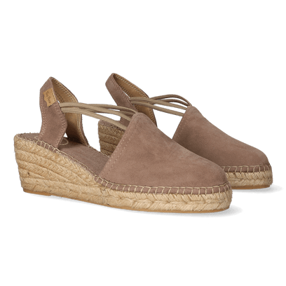 Tremp Suede Dames Espadrilles Taupe