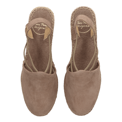 Tremp Suede Dames Espadrilles Taupe